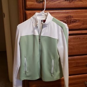 Mint green and white jogging outfit